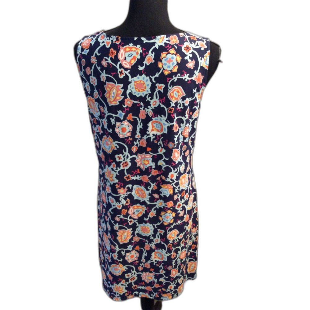 Talbots Floral Sleeveless Dress Medium M Blue VNC - Picture 2 of 5